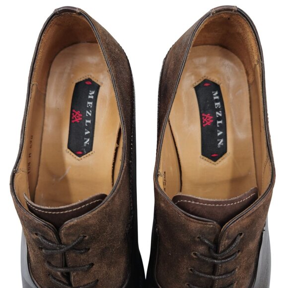 Mezlan Spain Brown Leather Suede Medallion Toe Oxfords Men's 10.5M Dress Shoes - Picture 9 of 11